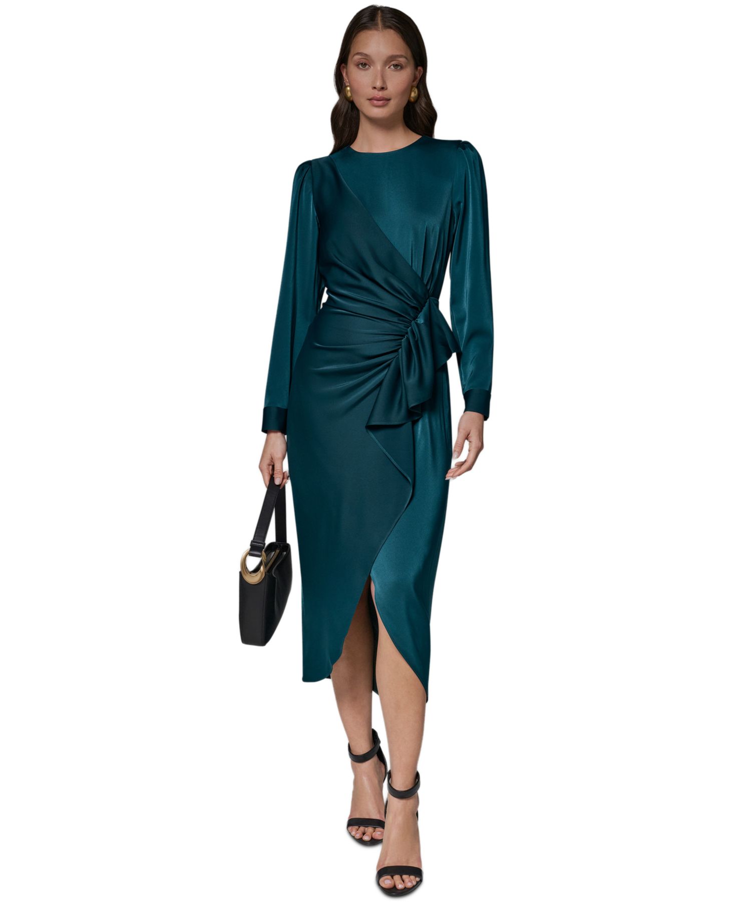 Petite Ruched Midi Dress