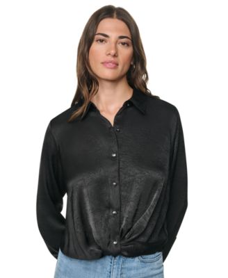 Women's Long-Sleeve Twist-Front Blouse