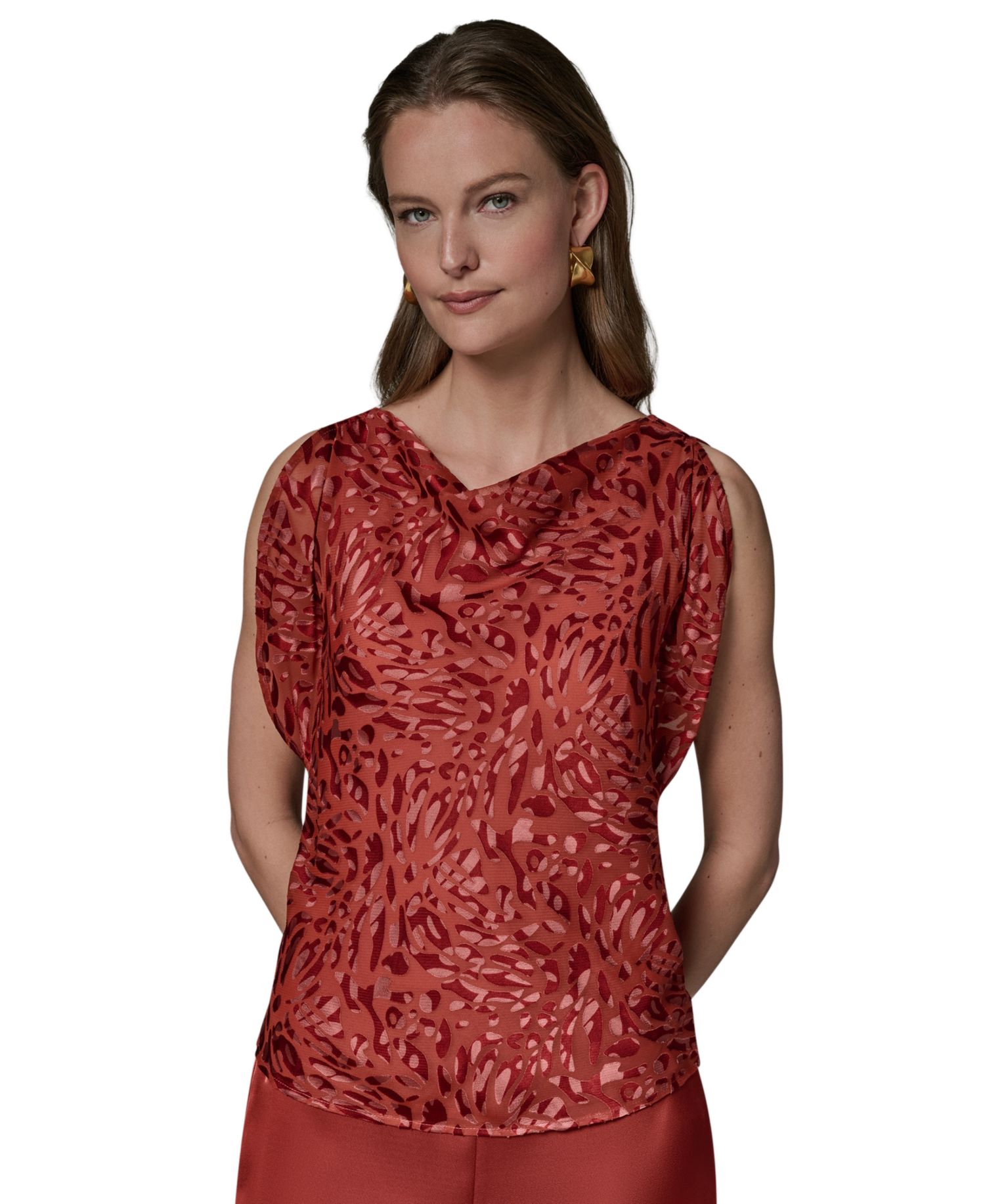 Women's Printed Cowl Neck Top