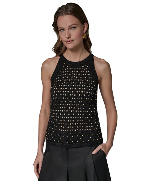 Женский свитер Donna Karan New York Halter Crewneck Hotfix, цвет: Чёрный