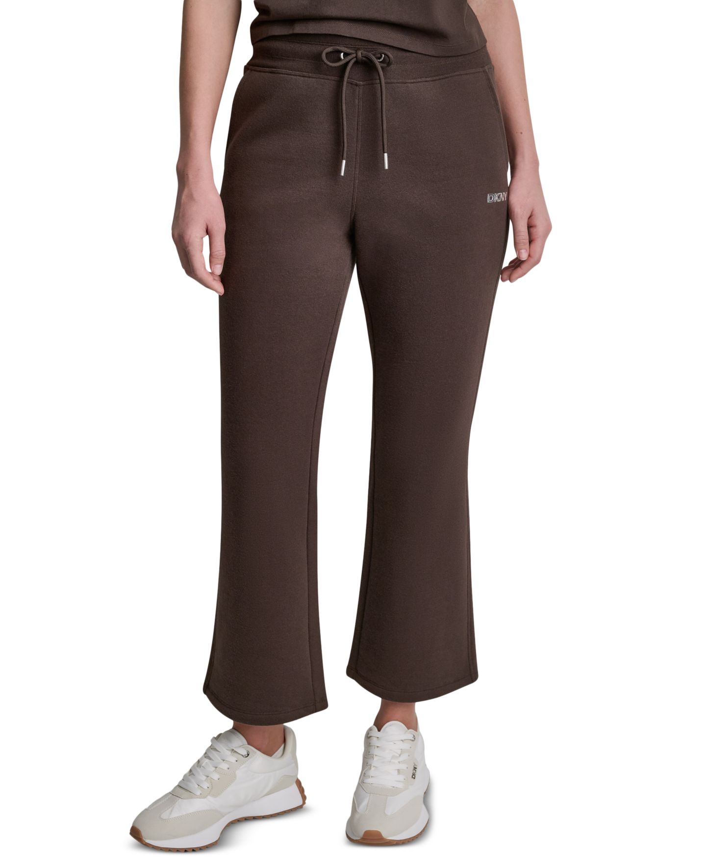 Женские брюки DKNY Sport Metallic Bubble Mid-Rise Crop Flare, цвет: Чёрный — фото 6