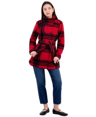 Women's Plaid Double-Breasted Belted Jacket