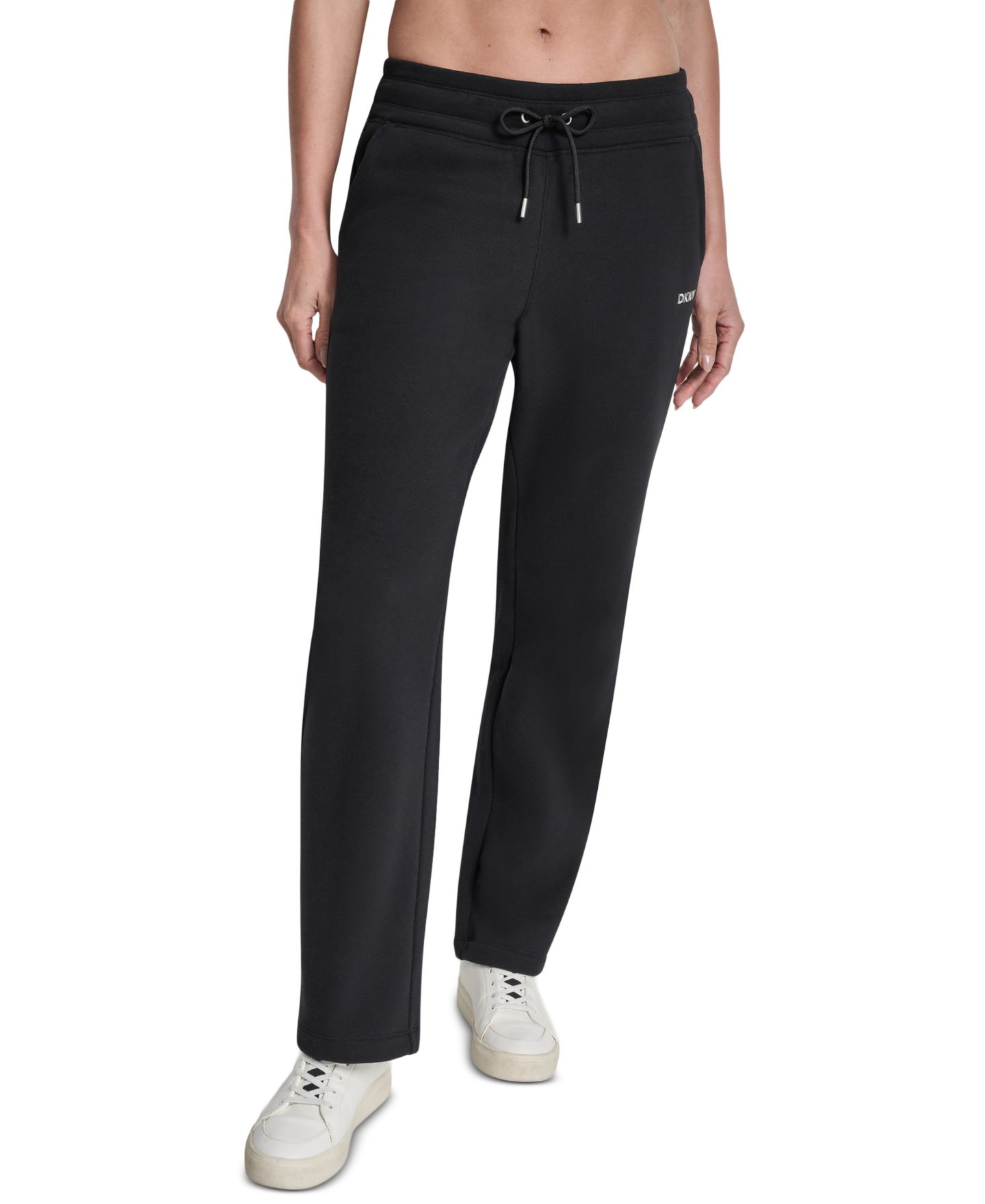 Женские брюки DKNY Metallic Bubble Open Leg Pull-On, цвет: Чёрный — фото 1