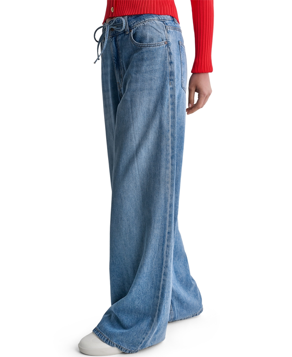Bcbg Women's High-Rise Tie-Waist Wide-Leg Jeans