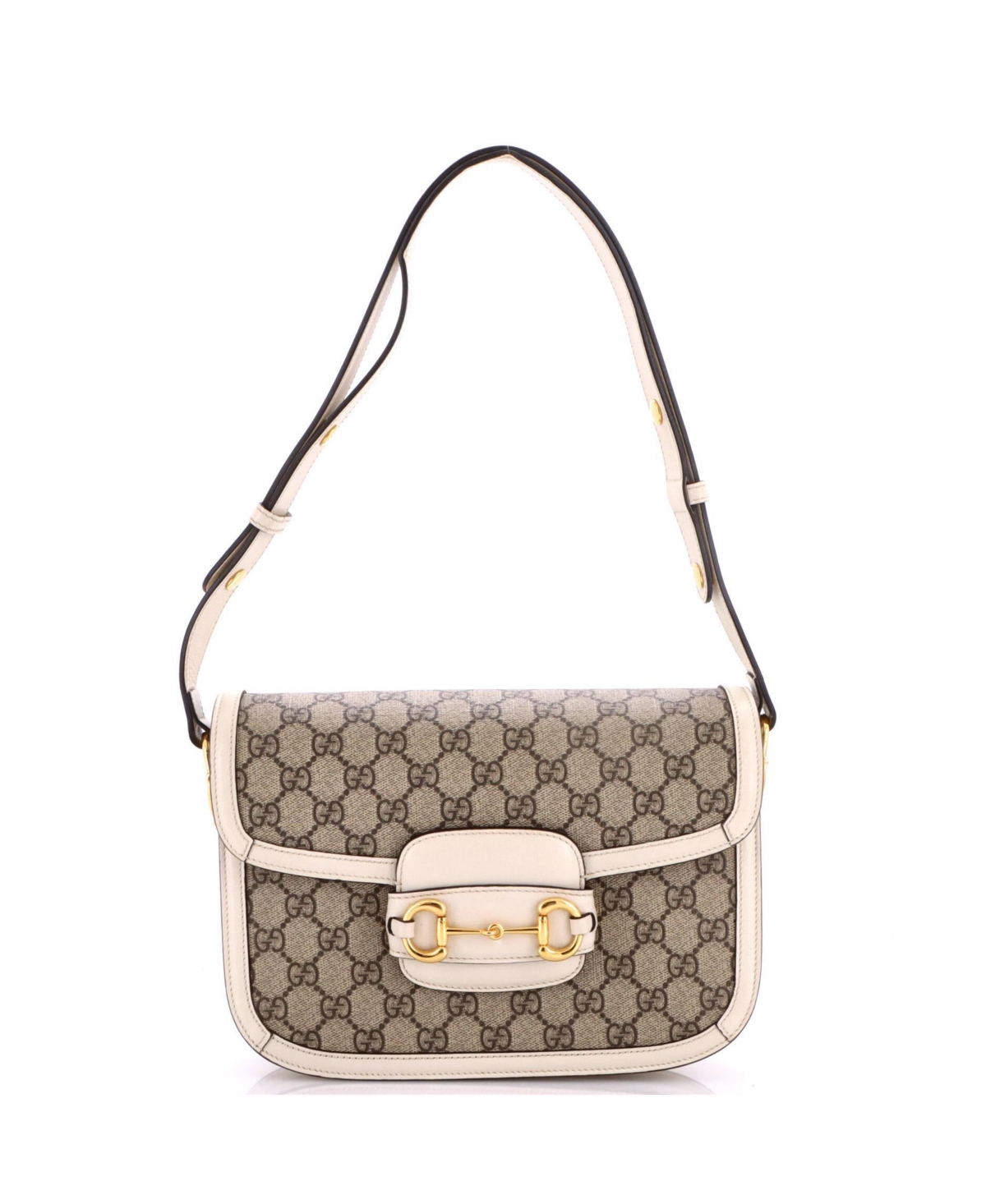 Pre-Owned Gucci Small Horsebit 1955 Shoulder Bag Gg Coated Canvas with Leather - Brown