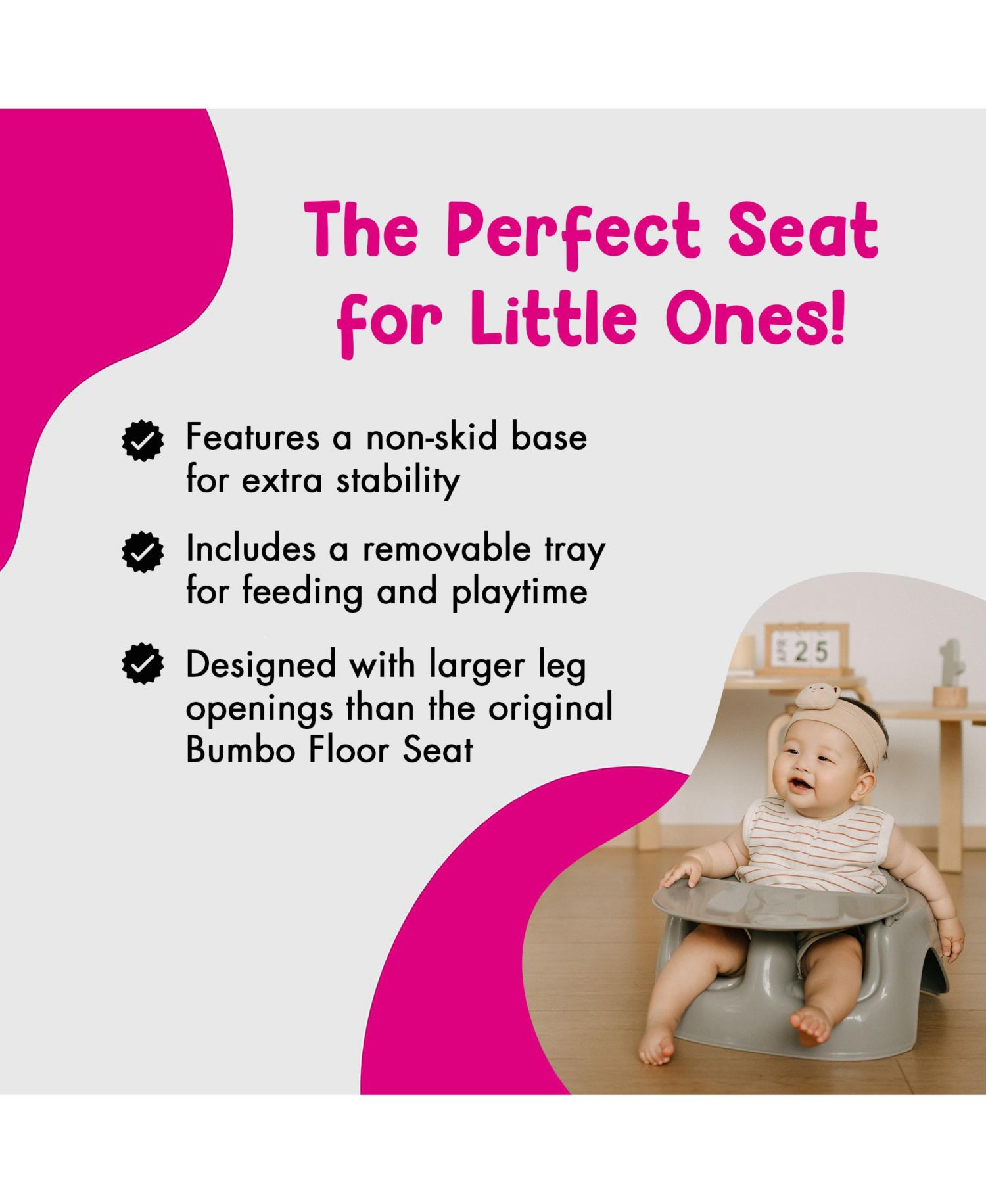 Ages 3-12 Months Floor Seat Lite Portable Baby Chair with Removable Tray