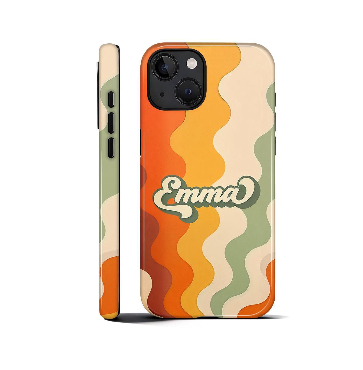 Lisen Retro Name Wave 2-Layer Durable Phone Case Compatible with Apple iPhone 17 Pro - Retro name wave for iphone 14 plus