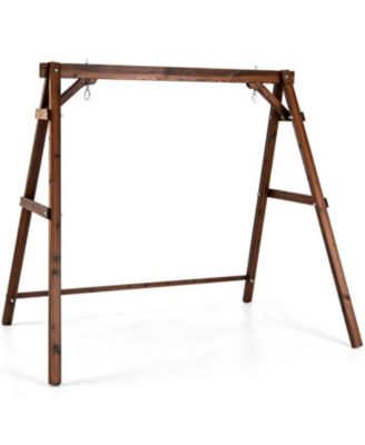 Heavy-Duty Carbonized Fir Wood A-Frame Swing Stand with Reinforced Side Bars and 2 Hanging Rings