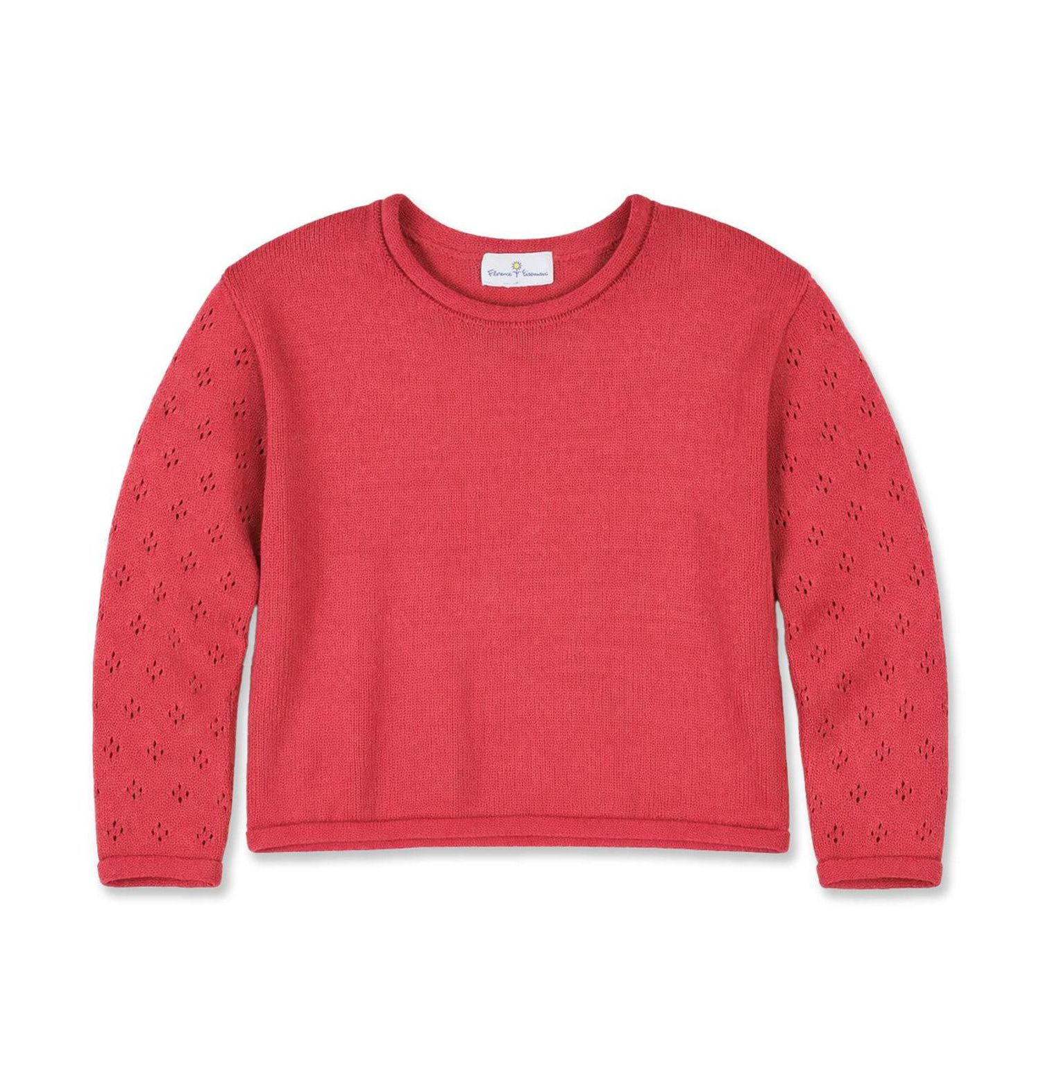 Girls' 4-16 Drop-Shoulder Pointelle Cotton Sweater