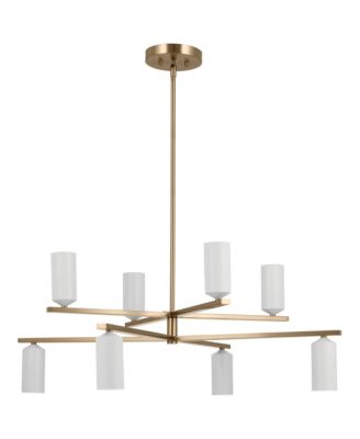 Gala 36" Wide Champagne Bronze and White 8-Light Chandelier