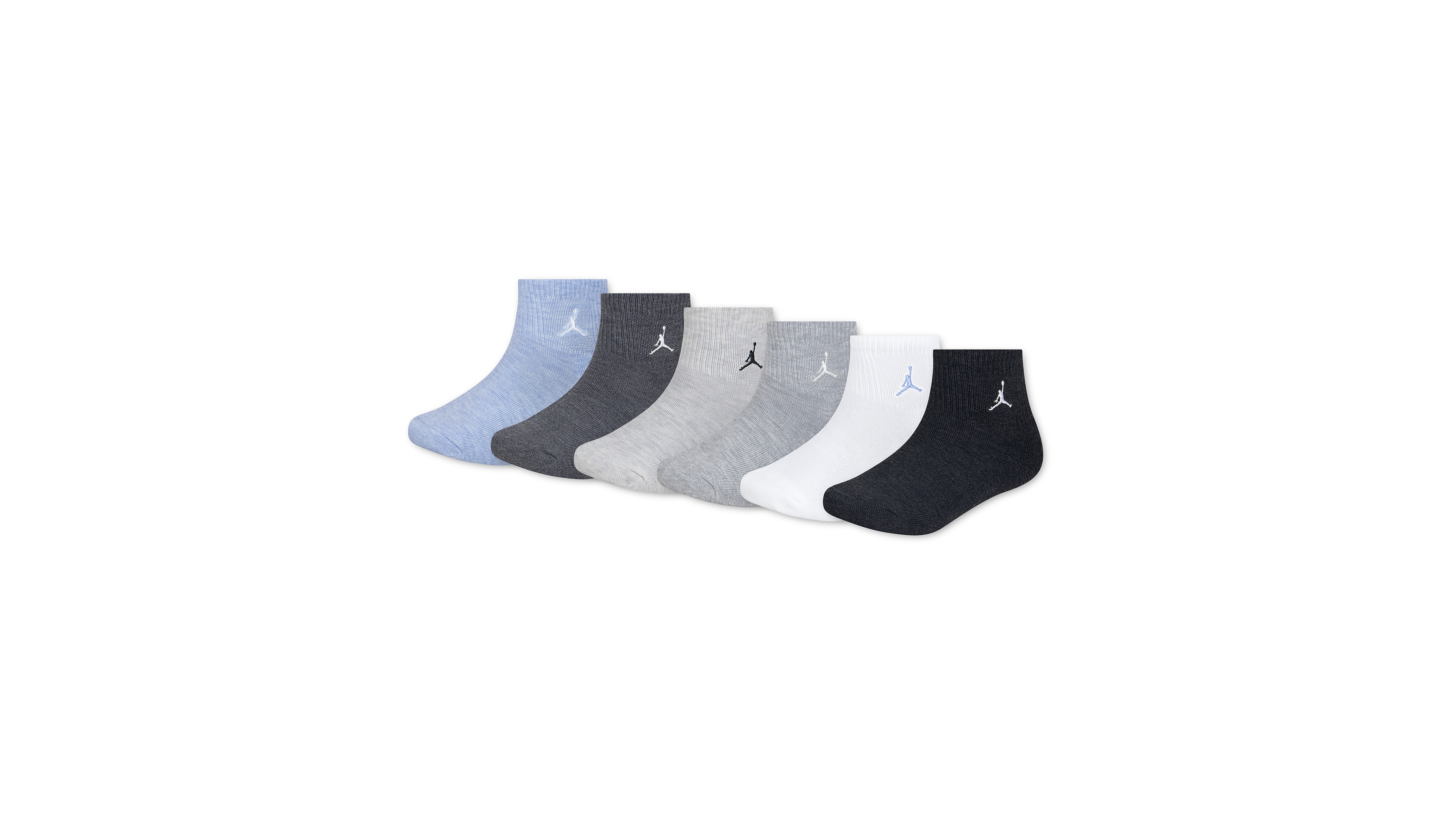 Jordan Boys' and Girls' Everyday Essentials Cushioned Ribbed Ankle Socks, 6-Pack