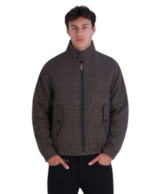 Men's Houndstooth Wool-Blend Bomber Modern-Fit Jacket