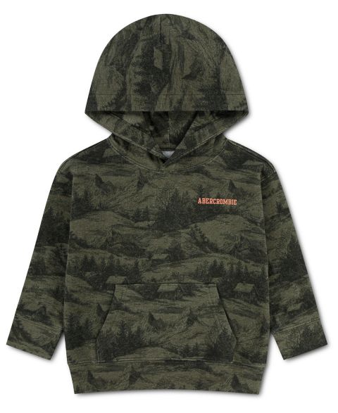 Худи abercrombie kids Forest Printed Fleece Kangaroo Pocket для мальчиков-малышей, цвет: Тёмно-зелёный камуфляжный