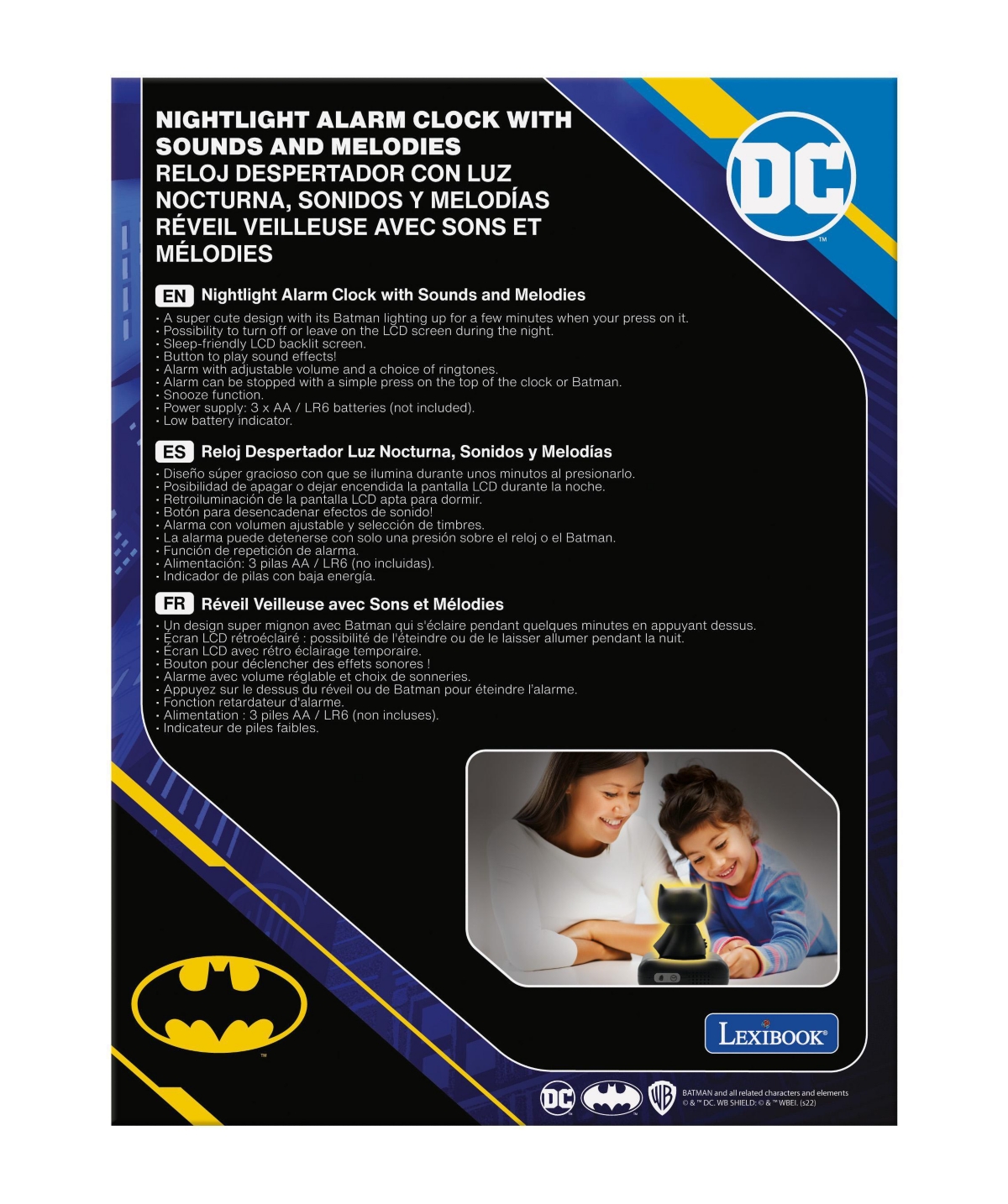 Warner Batman RL800BAT Digital Night Light Sound Effects Alarm Clock