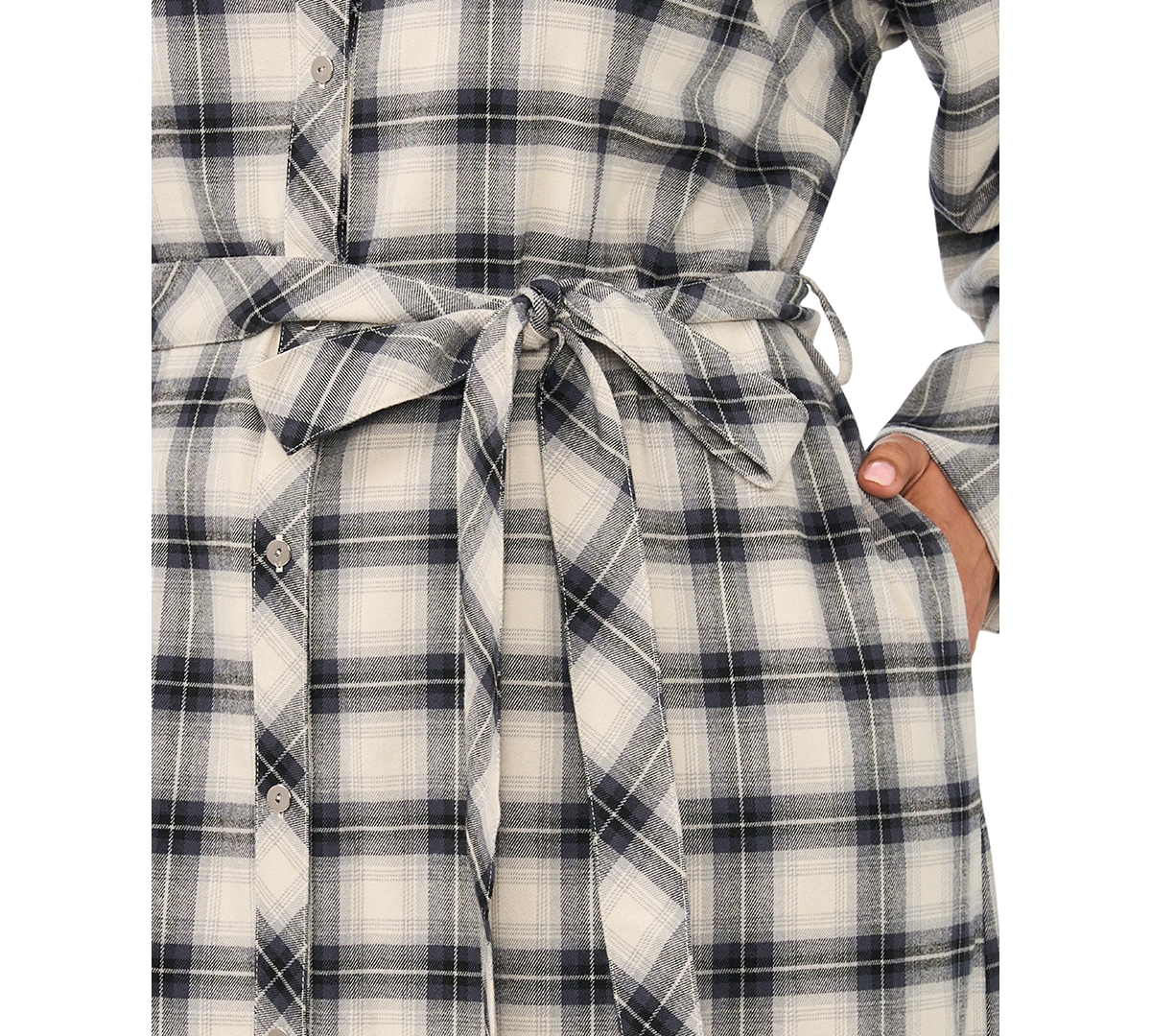 Vince Camuto Plus Plaid Midi Loose-Fit Shirt Dress