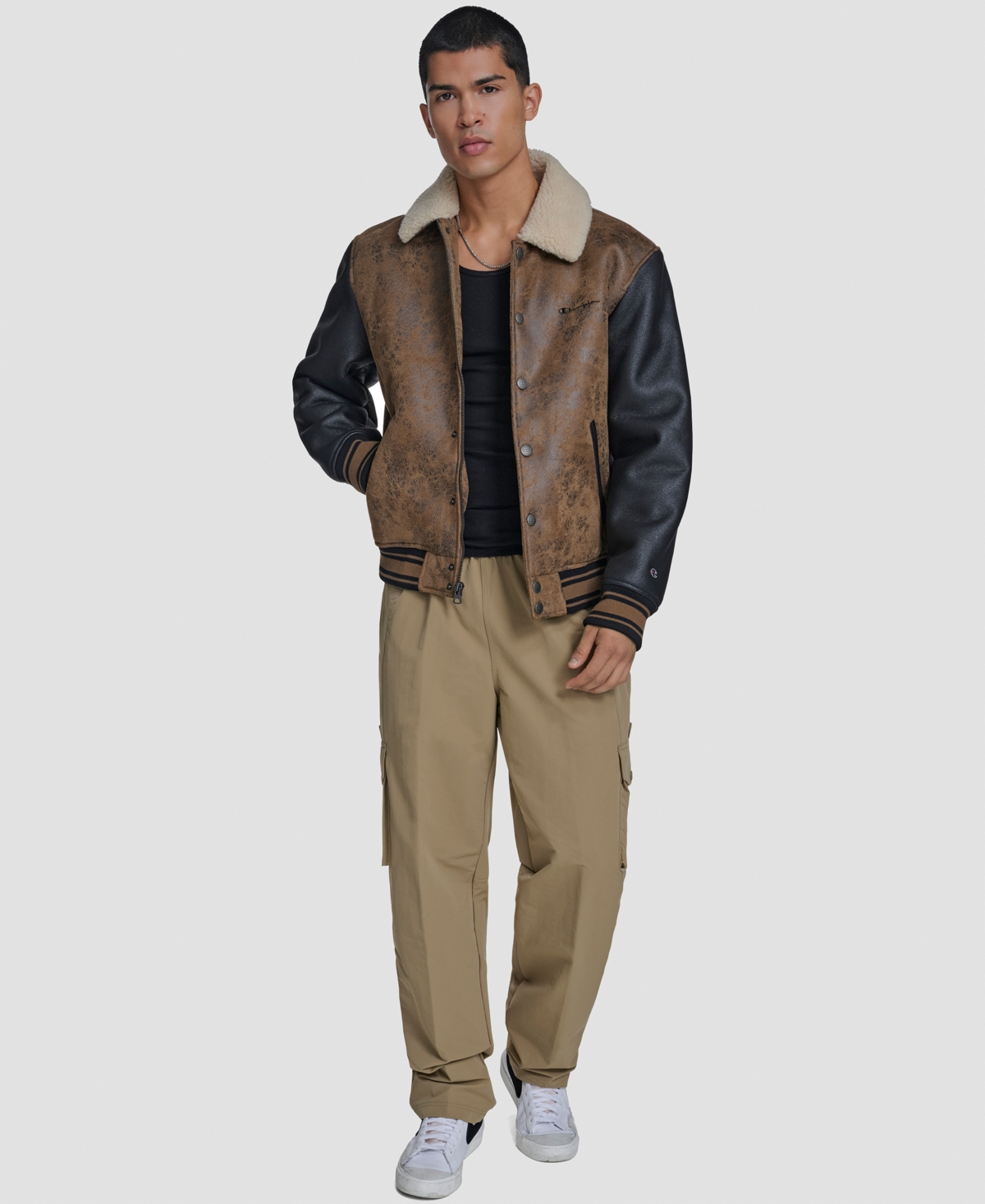 Champion Men's Faux Shearling Varsity Jacket