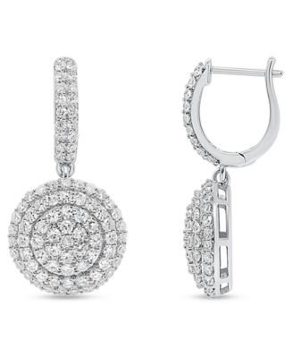 Lab-Grown Diamond Cluster Drop Earrings (2 ct. t.w.) in Sterling Silver (Also in 14k Gold-Plated Sterling Silver)