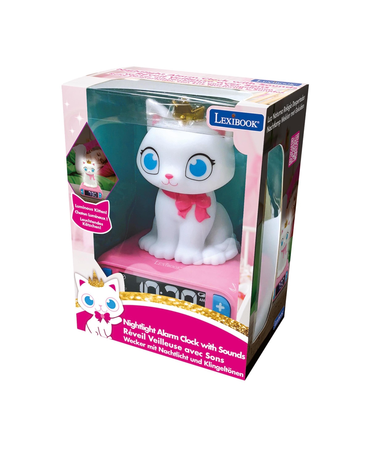 Lexibook, Kitten Digital Alarm Clock for kids with Night Light Snooze, Childrens Clock, Luminous Cat, RL800KT