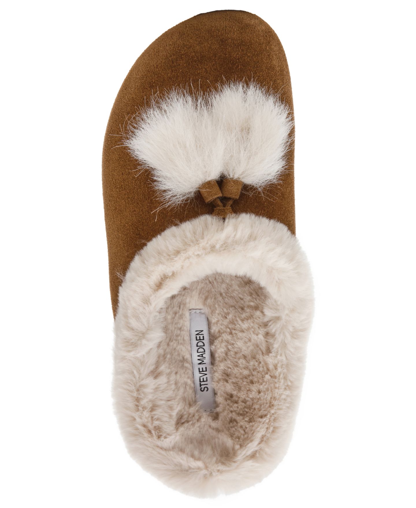 Женские сабо Steve Madden Finnegan-Pompom Cozy Slip-On, цвет: Каштановый замшевый — фото 4