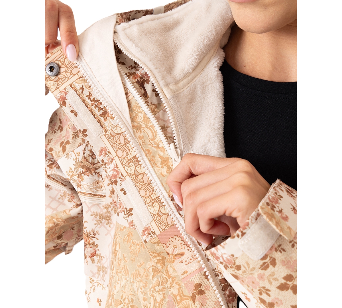 Roxy Women's Jetty 3-in-1 Fleece-Lined Floral-Print Jacket