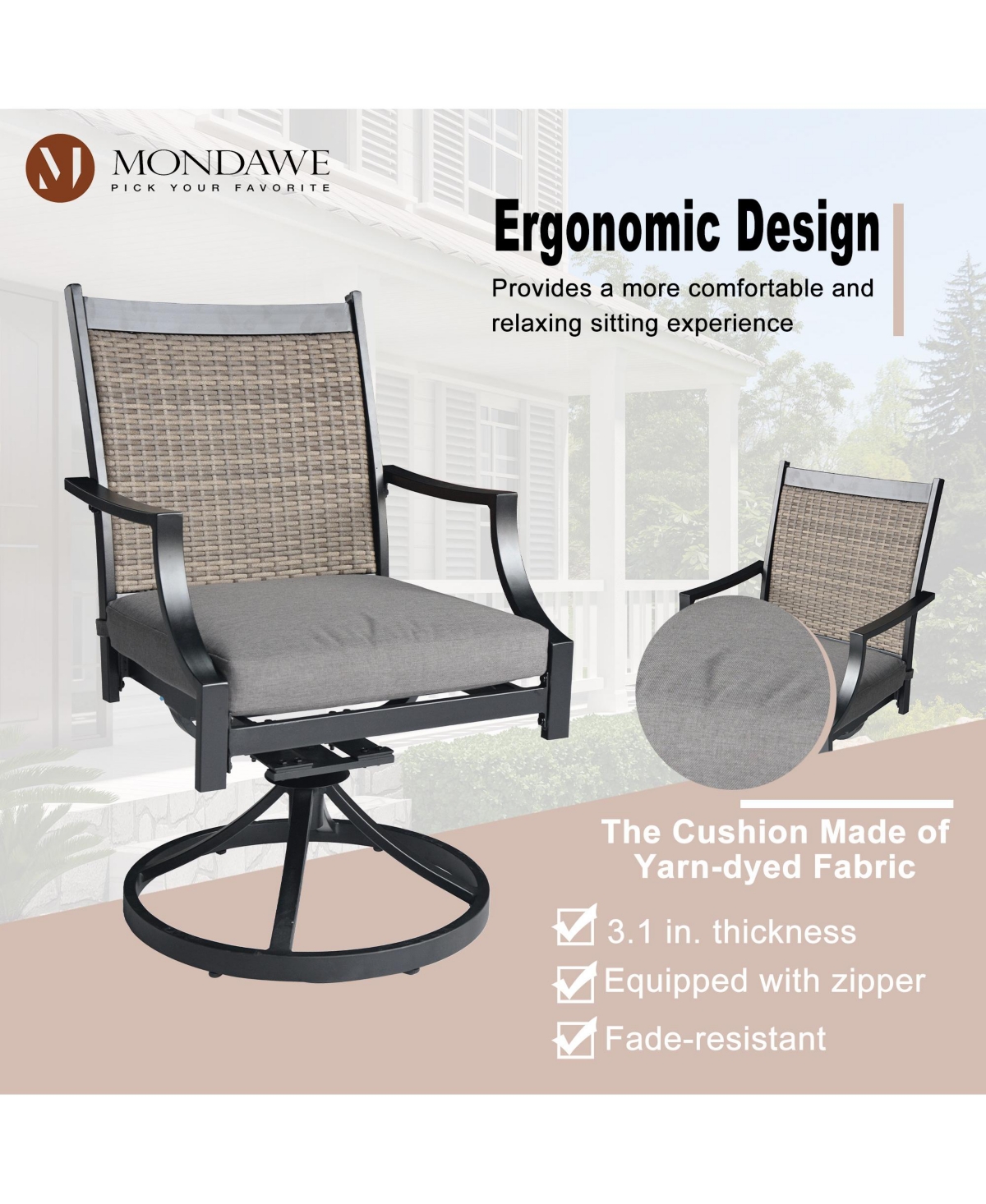 Mondawe Wood Outdoor Patio Rocking Chair Capacity Smooth Porch Rocker