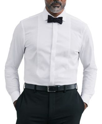 Men's Tailored Occasion Slim-Fit Stretch Pique Bib Dress Shirt