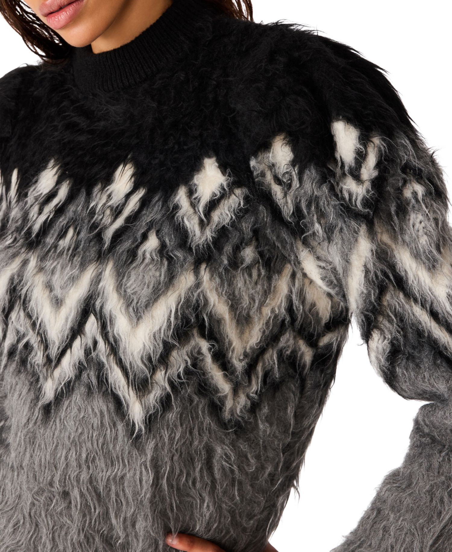 Women's Mora Mock Neck Fair Isle Fuzzy Knit Sweater