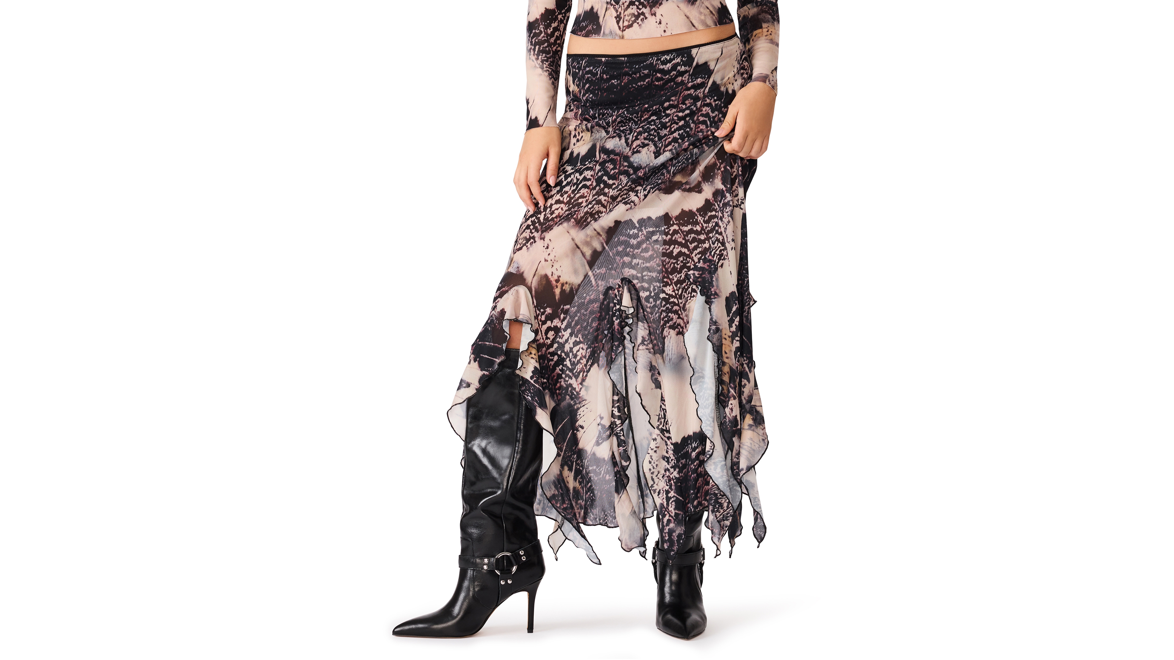 Steve Madden Women's Chelsey Chiffon Maxi Asymmetrical Skirt