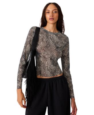 Women's Sandy Long-Sleeve Leopard-Print T-Shirt