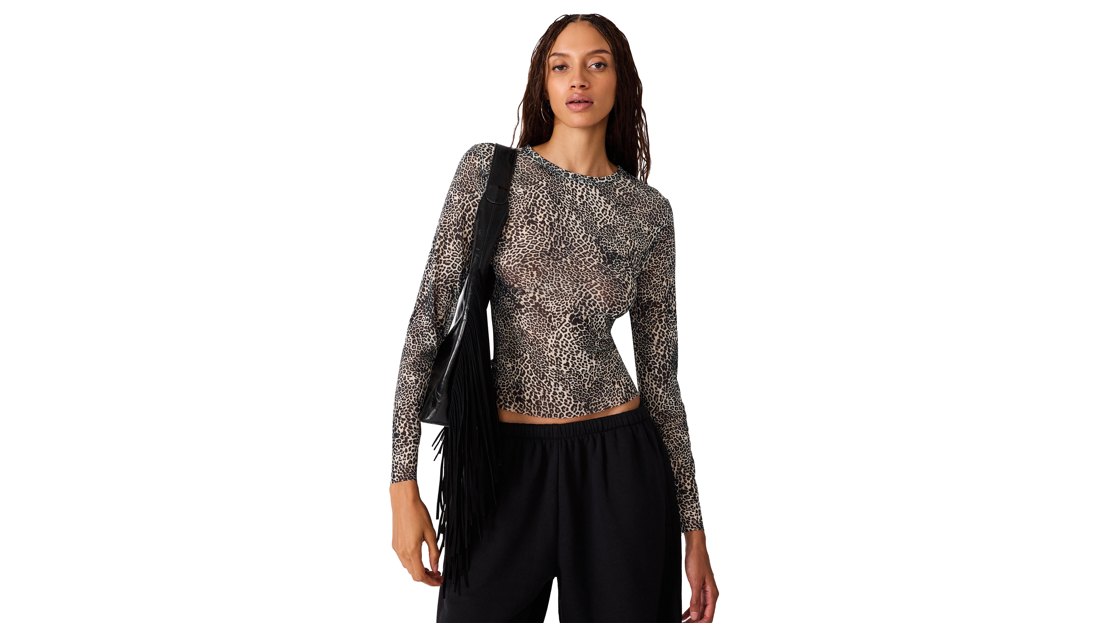 Steve Madden Women's Sandy Long-Sleeve Leopard-Print T-Shirt