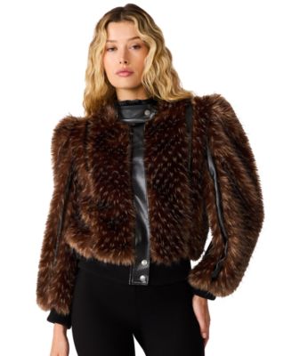 Women's Pru Faux-Fur Cropped Mock-Neck Jacket