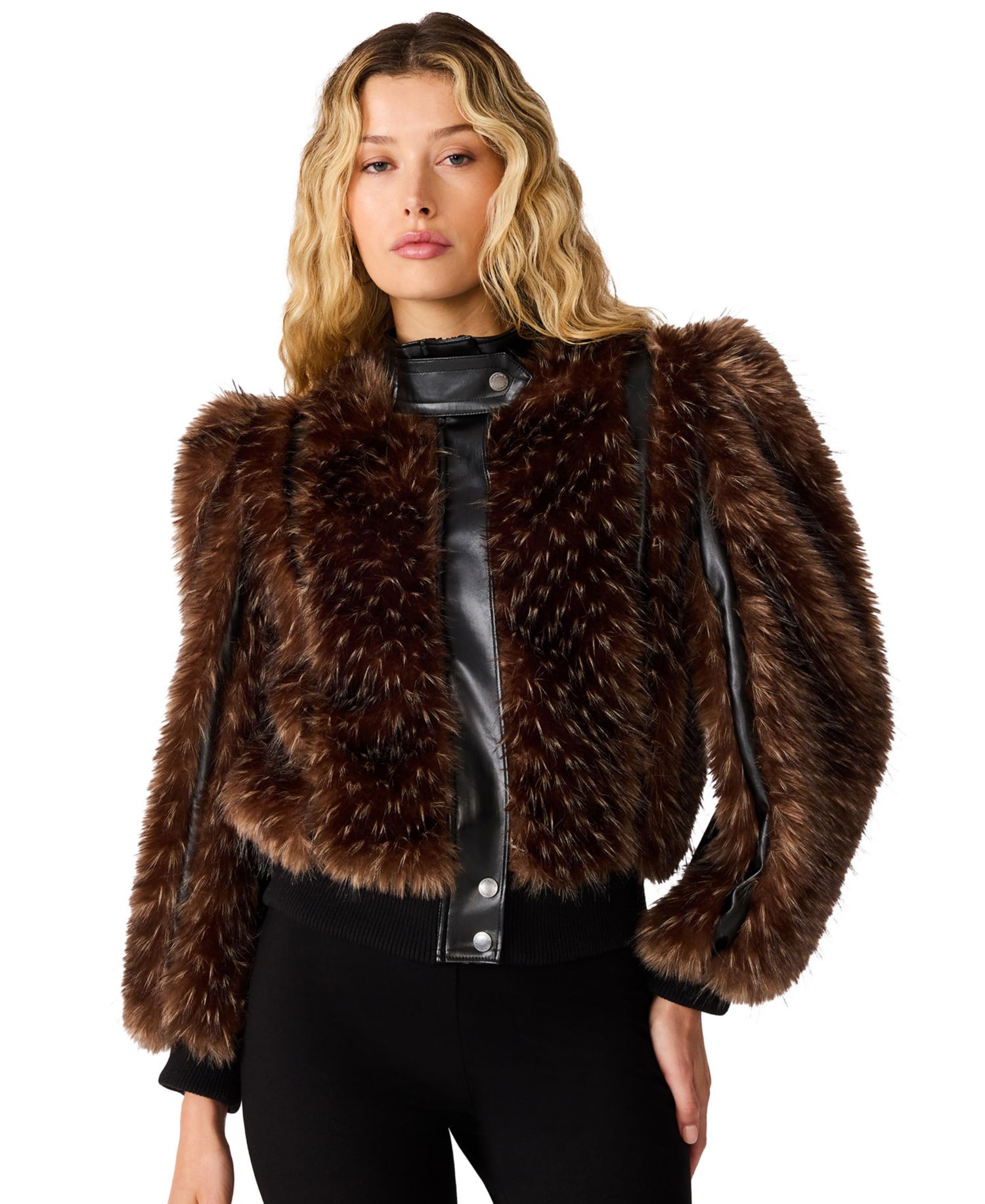 Women's Pru Faux-Fur Cropped Mock-Neck Jacket