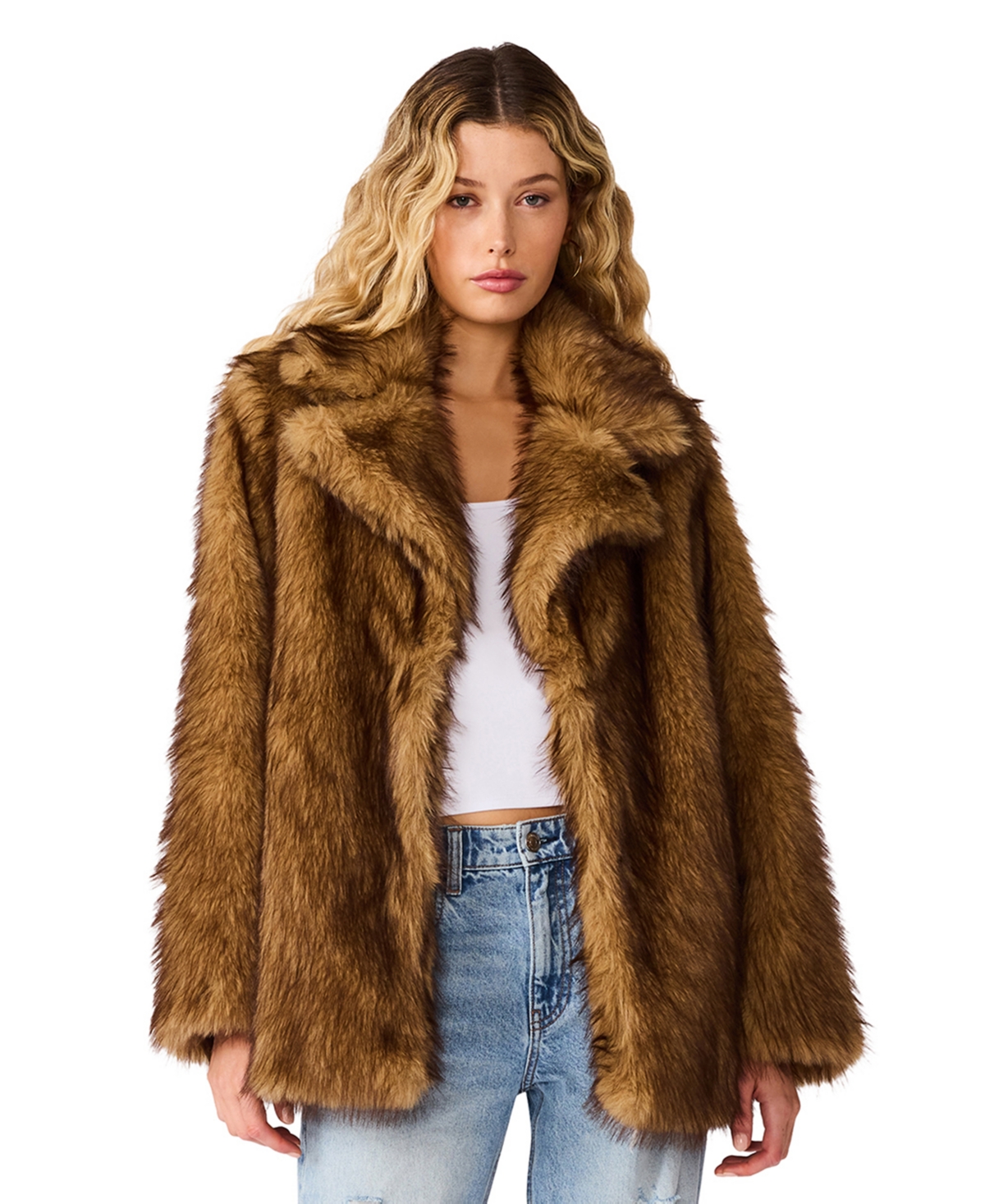 Steve Madden Women's Kindra Insulated Faux Fur Coat In Antelope