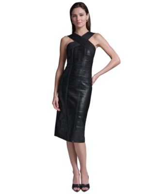 Women's Black Bandage Midi Dress