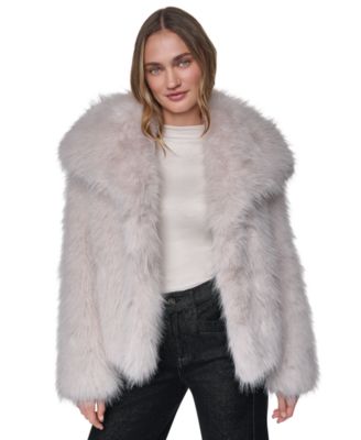 Women's Shawl-Collar Faux Fur Jacket