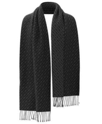 Boss Monogram-Jacquard Fringe Wrap Scarf