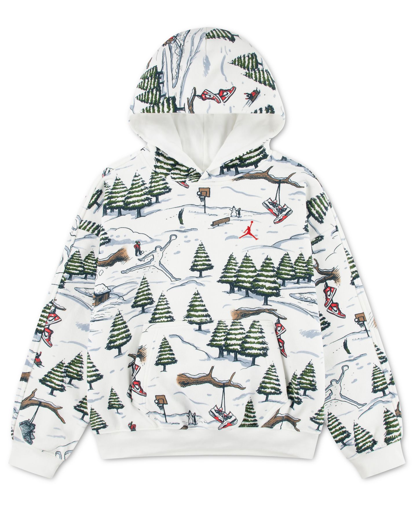 Худи Jordan Brooklyn Holiday Allover-Print Kangaroo-Pocket Pullover для мальчиков, цвет: Молочный — фото 1