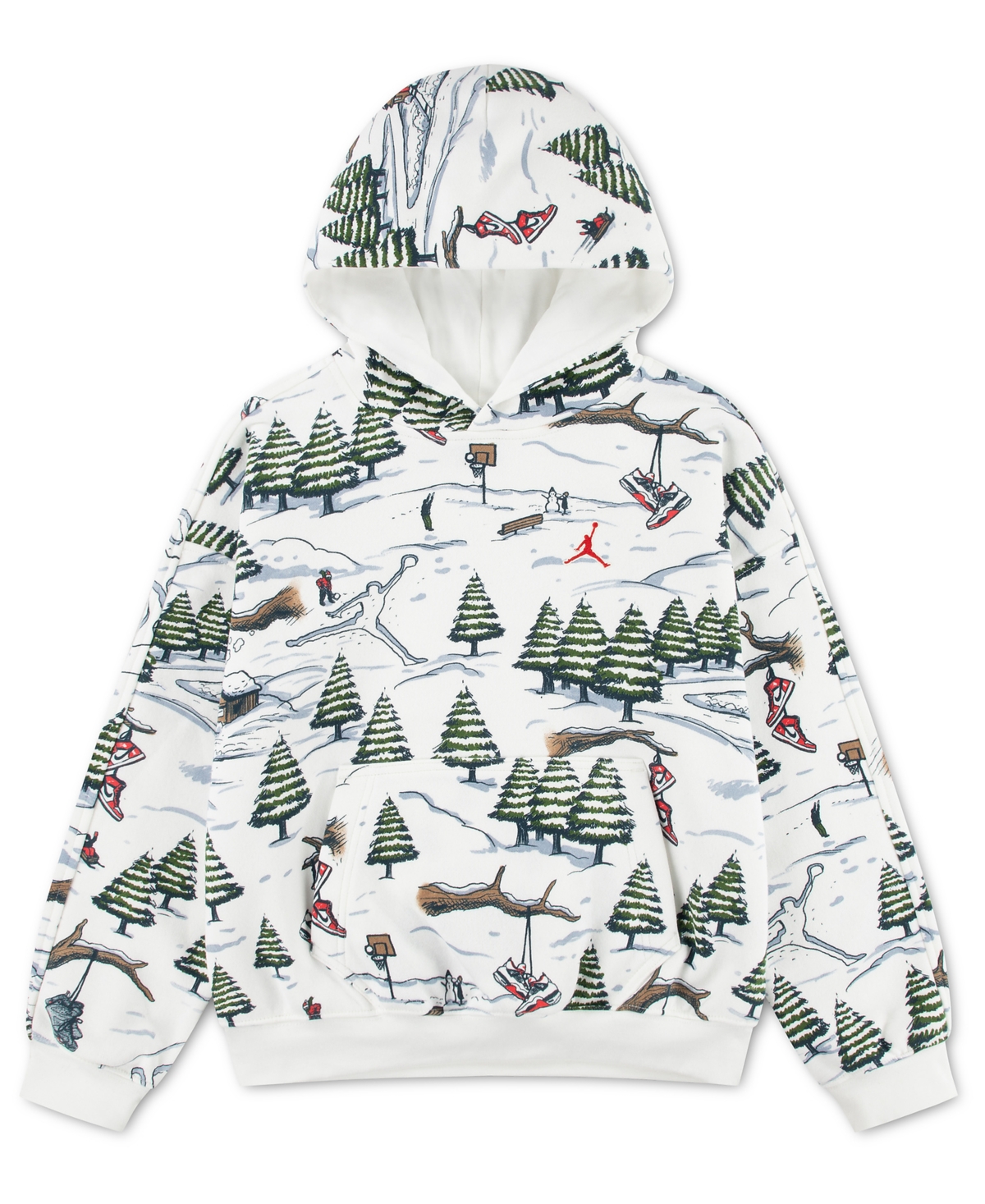 Jordan Boys' 4-20 Brooklyn Holiday Allover-Print Kangaroo-Pocket Pullover Hoodie