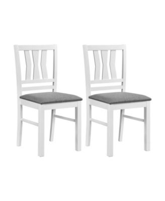 Set of 2 Linen Style Upholstered Kitchen Chairs with Slatted Backrest