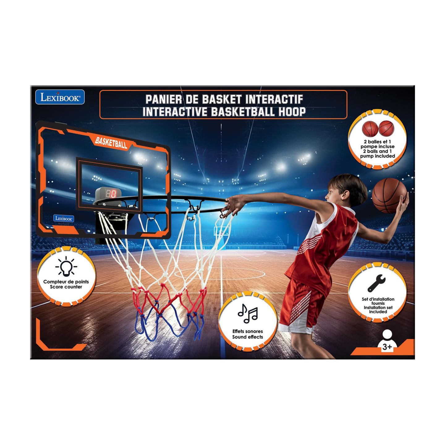 Детская игрушка Lexibook Interactive Basketball Hoop with Score Counter and Sound Effects, Ages 3+, цвет: Серый — фото 4