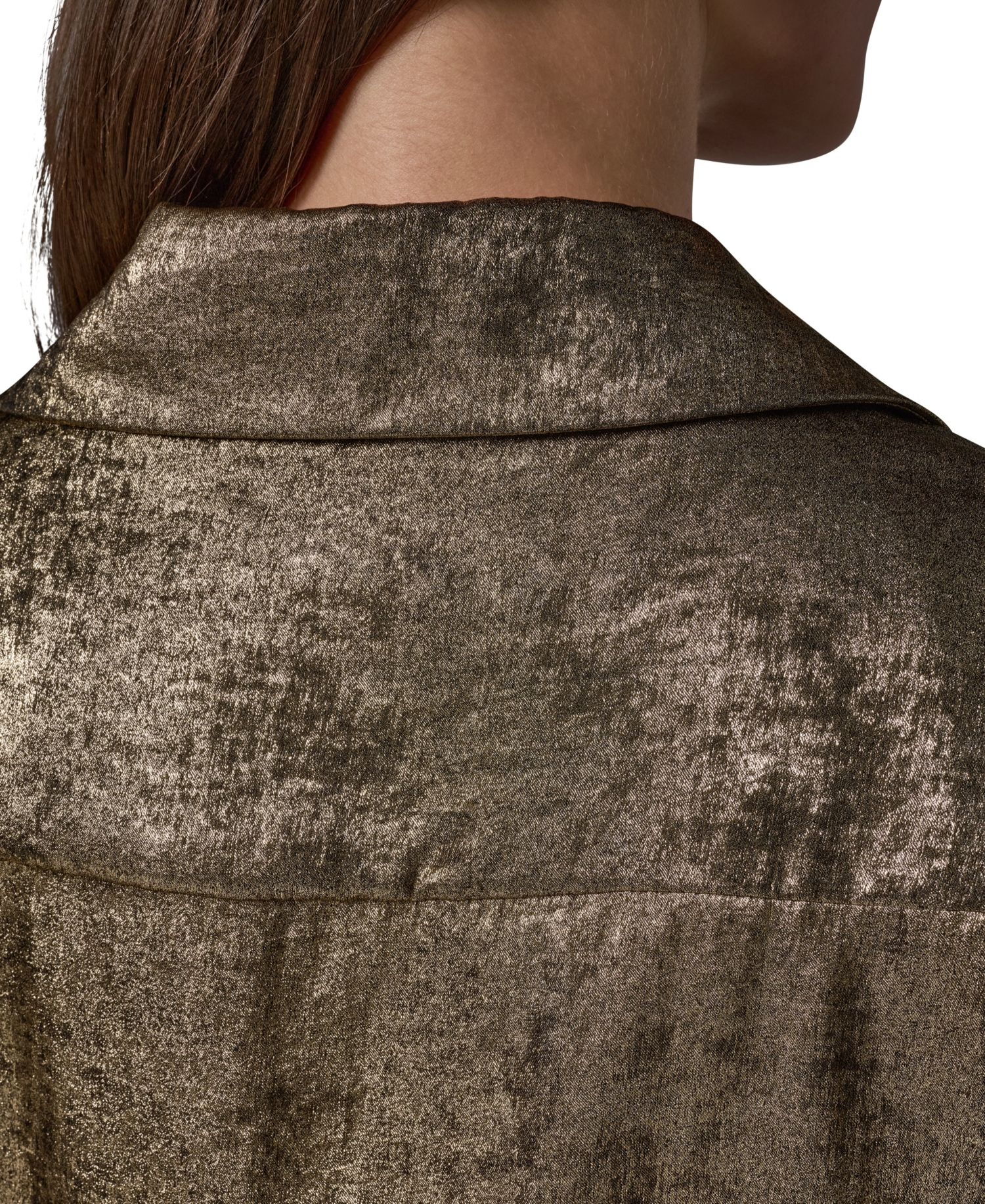 Petite Long-Sleeve Point-Collar Pointy-Asymmetrical-Hem Blouse