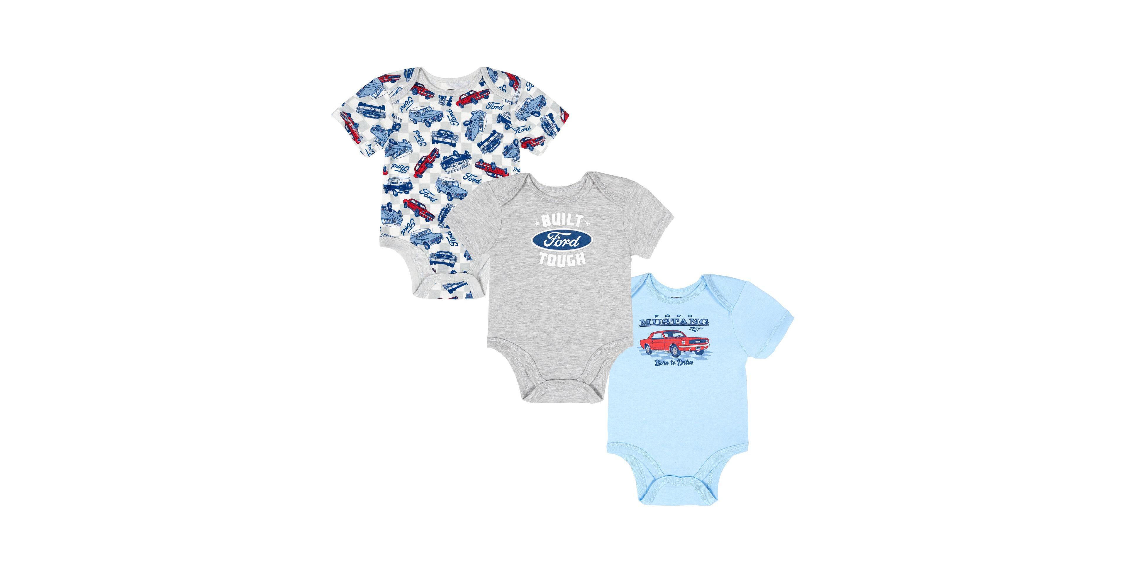 Ford Motor Company Baby Boys' 3-Pack Short Sleeve Bodysuits