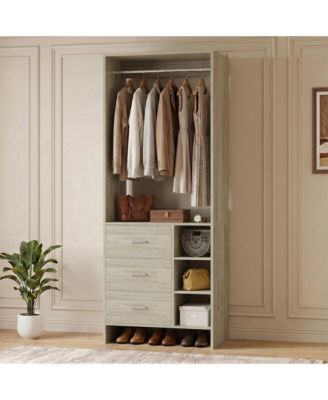 29.5" Closet Organizer with 3-Drawers, Small Closets Wardrobe for Bedroom