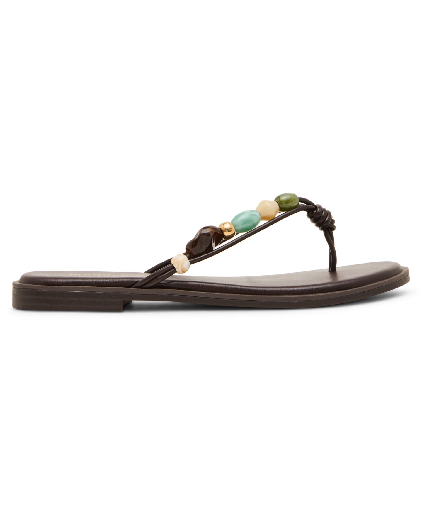 Женские сандалии Madden Girl Sienna Stone-Embellished Flat Thong, цвет: Кофейный — фото 2