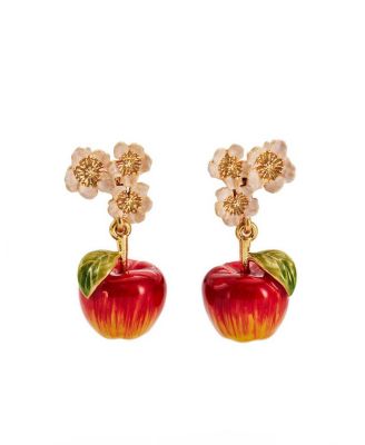 Apple Blossom Drop Earrings in Gold
