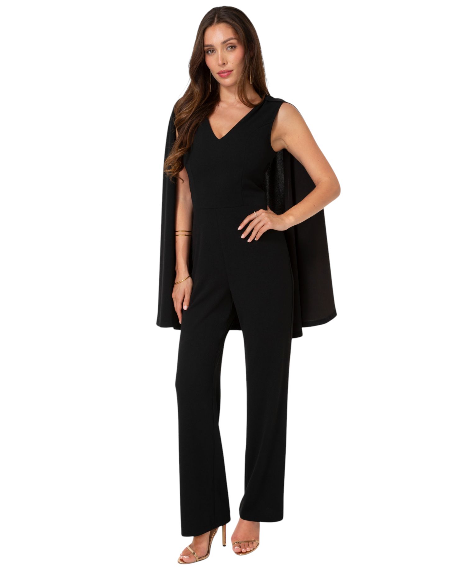 Women's Cape V-Neck Sleeveless Jumpsuit