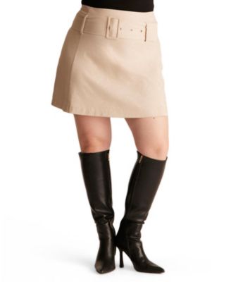 Plus Size Rowan A-Line High-Waisted Mini Faux Suede Skirt