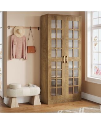 67-Inch Shoe Cabinet with Doors and Adjustable Shelves,8-Tier