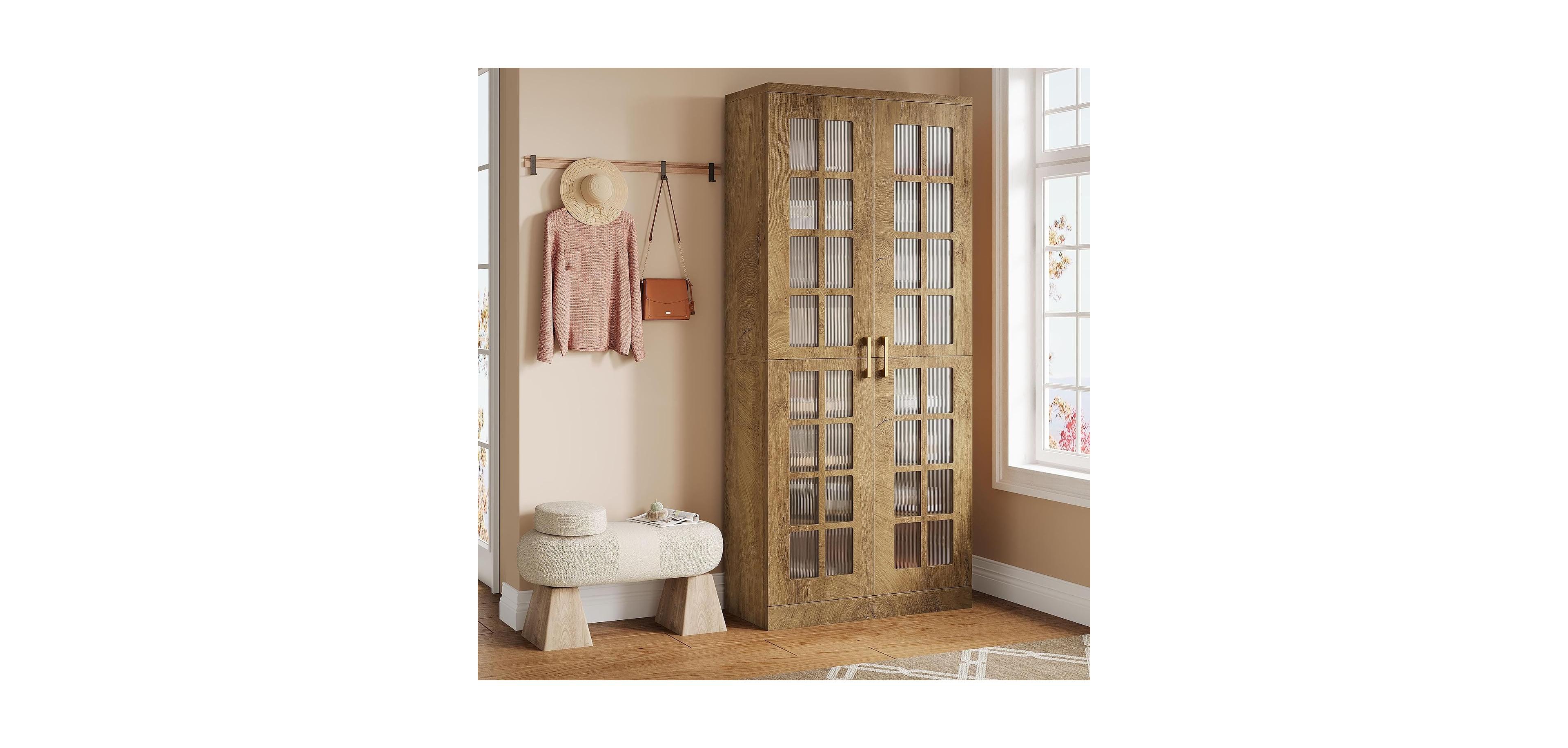 Tribesigns 67-Inch Shoe Cabinet with Doors and Adjustable Shelves,8-Tier