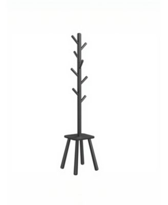 Freestanding Coat Rack with 8 Hooks and Entryway Storage Shelf 13.2 x 13.2 x 69.2 inches